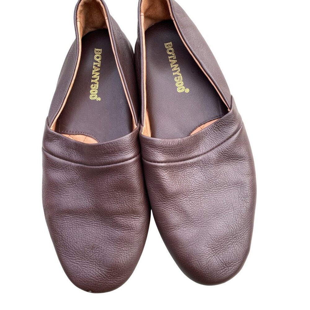 Mens Botany 500 Brown Leather Loafers Size 8.5